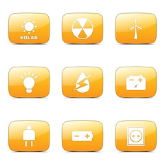 Energy Sign And Symbol Square Vector Yellow Icon