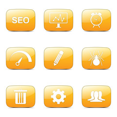 SEO Internet Sign Square Vector Yellow Icon Design Set 8