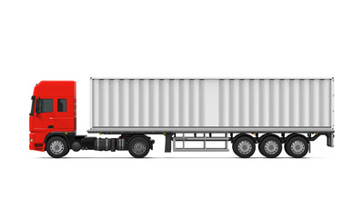 Naklejka na ściany i meble Red Cargo Delivery Truck