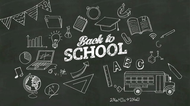 Handwriting concept of 'Back to school' at chalkboard. graph