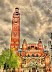 Fototapeta na wymiar View of Westminster Cathedral in London, England