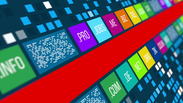 Domain names concept animation with copy space. Seamless loop.