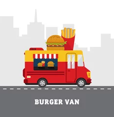 Foto op Canvas Street food van. Fastfood delivery. Flat design vector © topvectors