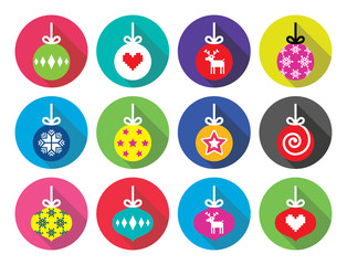 Christmas ball, Christmas bauble flat design icons