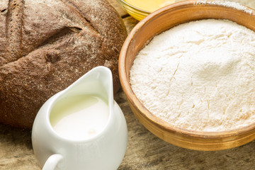 Bakery ingredients background.