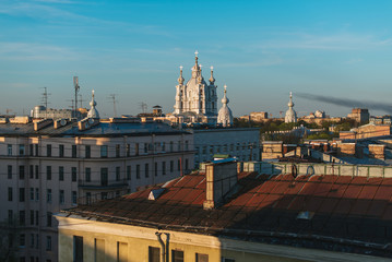 Smolny Cathedral in St Petersburg, view from the roof