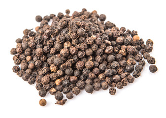 Black pepper over white background