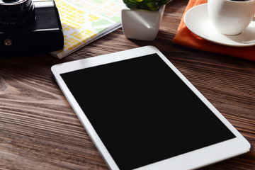 Preparing for travel,reservation ticket close-up