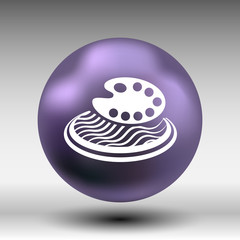 Paint brush with palette icon. Flat design style.