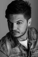 Black and white portrait of a handsome model