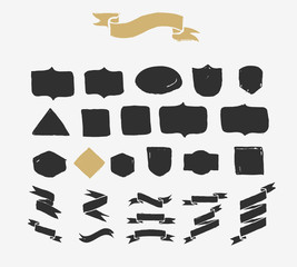 Hand drawn ribbons, icons and elements