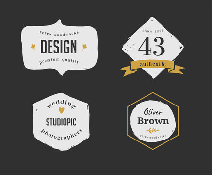 Hand Drawn, Inked Hipster Vintage Retro Labels And Logo