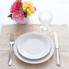 Place setting with roses