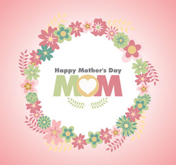 Lettering Happy Mothers Day. Hand-drawn card with flower