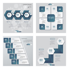 Collection of 4 blue color template/graphic or website layout. Vector Background.