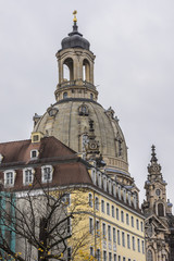 Obraz premium Famous Church Frauenkirche (Church of Our Lady) in Dresden.