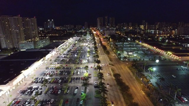 Aerial video of shopping centers at night