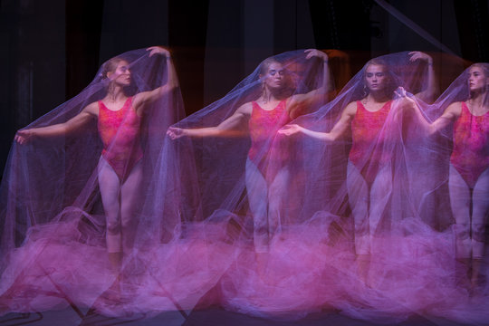 sensual and emotional dance of beautiful ballerina through the