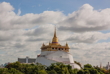 Fototapeta premium The Golden Mount at Wat Saket, Travel Landmark of Bangkok Thaila