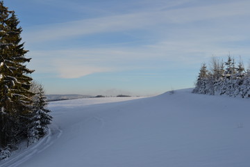 Ausblick auf eine Schneebedeckte Landschaft