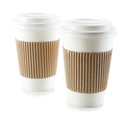 Paper cups isolated on white