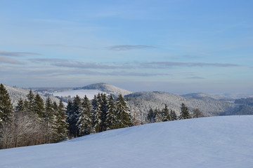 Ausblick auf eine Schneebedeckte Landschaft