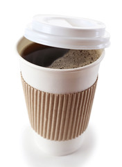 Paper cup of coffee isolated on white