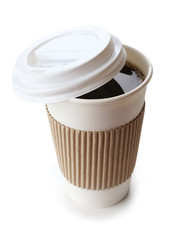 Paper cup of coffee isolated on white