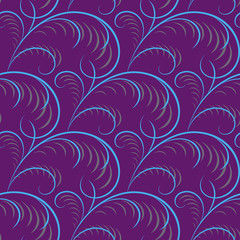 Ornamental grey and purple curls and spirals on lilac background