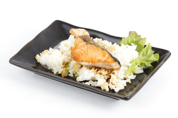 Grilled Salmon Teriyaki with rice
