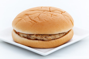 hamburger on a white dish