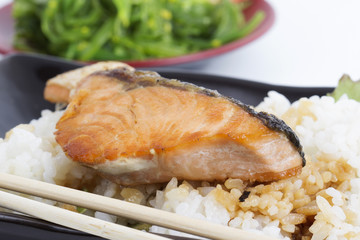 Grilled Salmon Teriyaki with rice