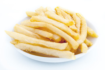French fries on white