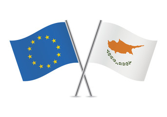Cyprus and European union flags . Vector illustration.