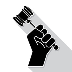 Judge gavel in hand, vector