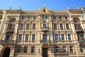 Building on the left bank of the river Neris