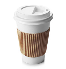 Paper cup of coffee isolated on white