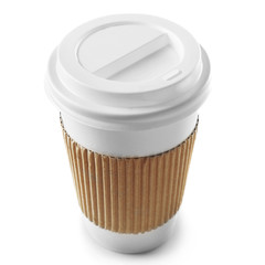 Paper cup of coffee isolated on white