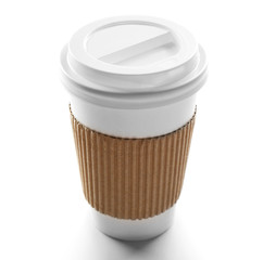Paper cup of coffee isolated on white