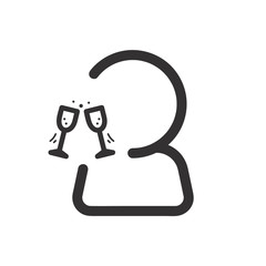Man with wine glasses icon 