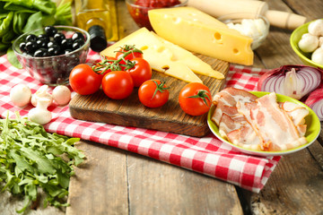 Food ingredients for cooking on table close up