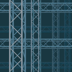 Technical rectangular structure of steelwork pillars skeleton