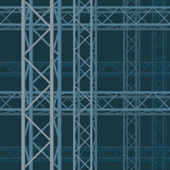 Technical rectangular structure of steelwork pillars skeleton