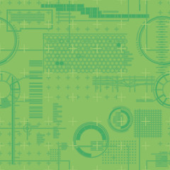 Computer monitor graphics in green tints