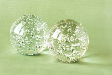 Two glass balls with inner bubbles