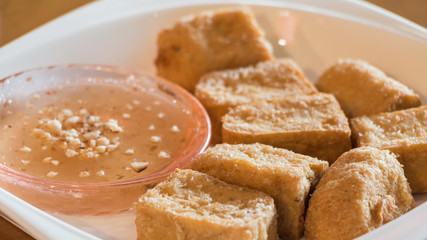Deep Fried Tofu on white dish