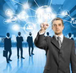 Business Man Push the Button