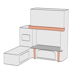 2d illustration of old oven