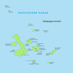 Galápagos-Inseln in grün (beschriftet)