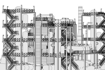 cartoon image of oil refinery